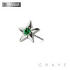 IMPLANT GRADE TITANIUM THREADLESS PUSH IN EMERALD CENTER CZ STAR TOP PART
